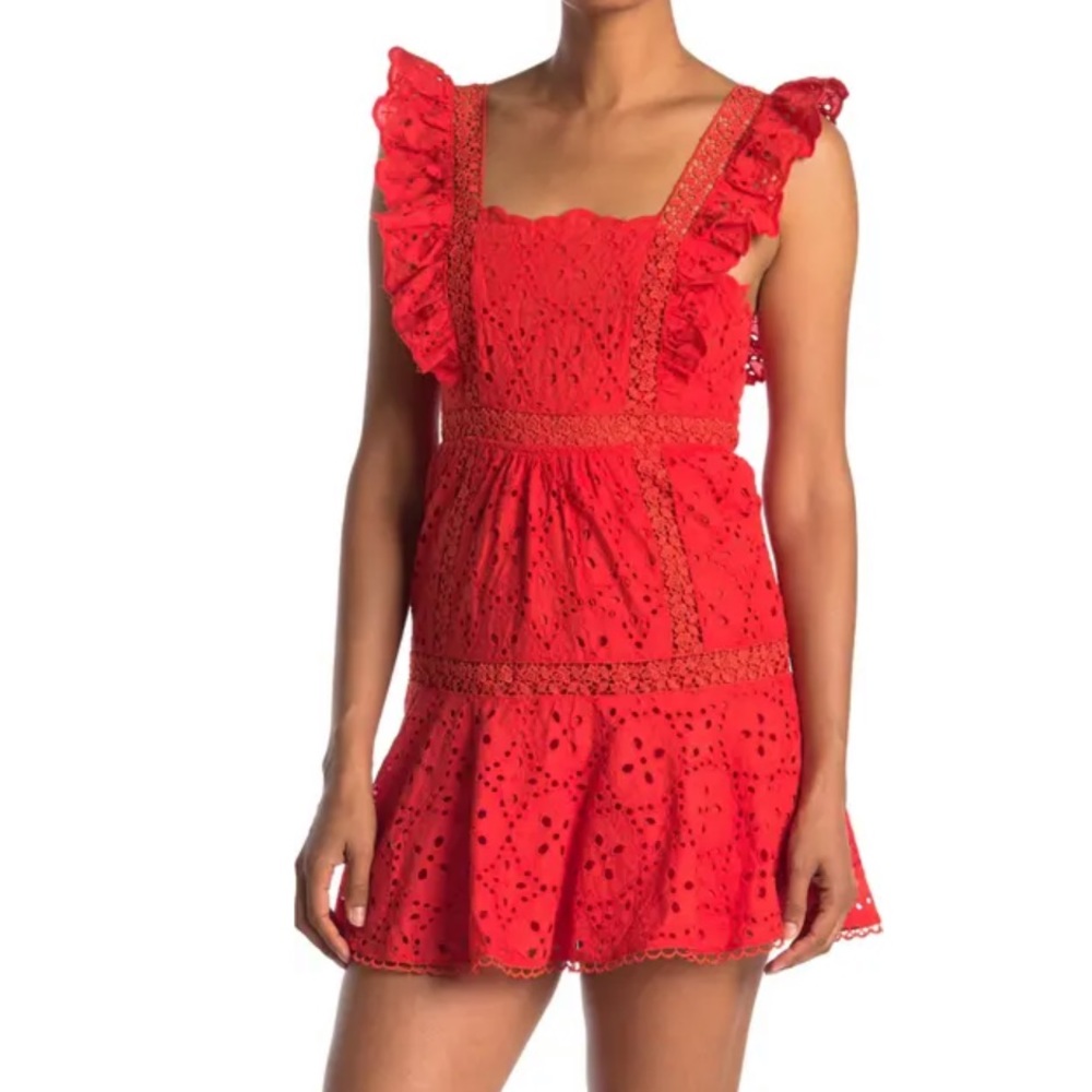 NWT Betsey Johnson Red Lace Mini Dress Size 10